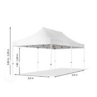 3x6m Pop Up Gazebo ECONOMY Steel 30 mm, incl. Sidewalls with Panorama Windows, cream High Performance Polyester approx. 300g/m²