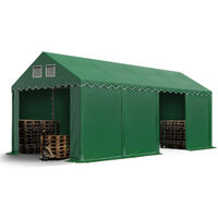 TOOLPORT 4x8m 2.6m Sides Storage Tent / Shelter w. ground frame, PVC approx. 550g/m² dark green - green