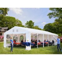 Marquee 8x8 m - fire resistant Party Tent Event Tent grey XXL 2.6m high approx. 550g/m² PVC 100% waterproof white