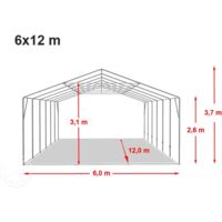 Marquee 6x12 m - fire resistant Party Tent Event Tent grey XXL 2.6m high approx. 550g/m² PVC 100% waterproof darkgreen