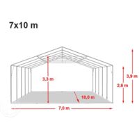 Marquee 7x10 m - fire resistant Party Tent Event Tent grey XXL 2.6m high approx. 550g/m² PVC 100% waterproof white