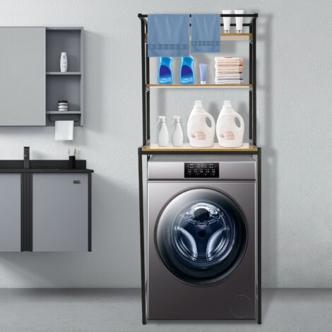 3 Tiers Bathroom Space Saving Organizer Rack Washer+Dryer Storage Shelf & Board, Laundry Rack, Washing Machine Rack Home Bathroom Decor Bathroom Organizer Summer Back To School