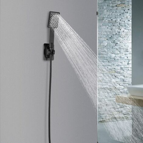 1.5m/4.92ft Schlauch Handbrause Duschkopf Brausekopf Schwarz mit