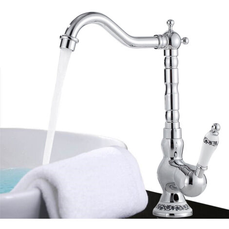 Antik Nostalgie Silber Wasserhahn Küche Retro Armatur Einhebelmischer Bad (1/5)