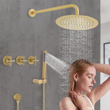 Duschsystem Regendusche Set Brausegarnitur für Badezimmer Gelb Duscharmatur (1/5)