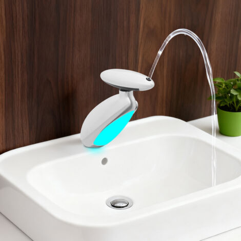 Badarmatur, LED-Waschtischarmatur Wasserhahn Bad 3 Modus, LED Waschtischarmatur mit ausziehbarer brause, Wasserfall Mischbatterie Bad, 360° Drehbar, Kreativer Wasserhahn Waschbecken mit mehrfarbige be (1/5)