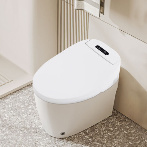 Bidet Toilettensitz, Elektrisches Bidet mit beheiztem Toilettensitz, Sofort Warmes Wasser & Lufttrocknung, Temperatur Einstellbar, Seitenwandsteuerung, Display, Nachtlicht, Länglich