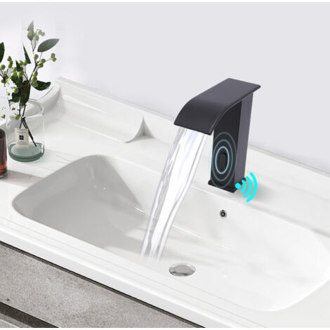 Schwarz Infrarot Sensor Waschtischarmatur Wasserhahn Bad Einhand Mischbatterien