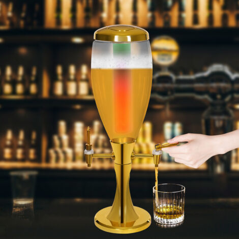 3L/0.79gal Getränketurmspender Bierspender mit Eisrohr und zwei Wasserhahnen (1/5)