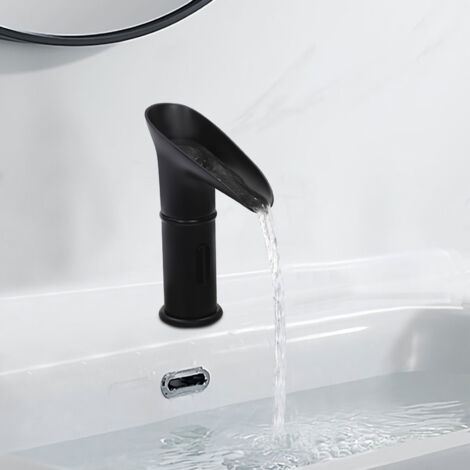 Infrarot Sensor Waschtischarmatur Wasserhahn Bad Einhand-Mischbatterien Schwarz (1/5)