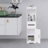 Bathroom wardrobe, 3-storey independent bathroom wardrobe, large storage capacity, locker bathroom wardrobe-water compressor, used in bathroom, living room, dining room, white. Great Quality