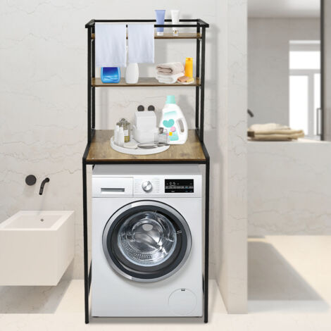 Scaffale lavatrice, scaffale wc, scaffale a terra, scaffale bagno con 3 ripiani (1/5)