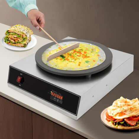 Macchina crepes elettrica acciaio inossidabile rivestimento antiaderente 2800W con display digitale