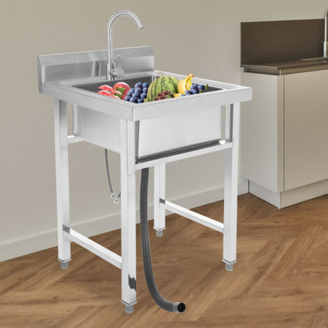 Lavello acciaio inox con bordo laterale, lavabo mani, lavabo professionale (1/5)