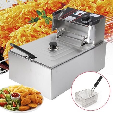 Friggitrice professionale acciaio inox, friggitrice, pentola elettrica 5.5L, gastronomia 2500W 220V