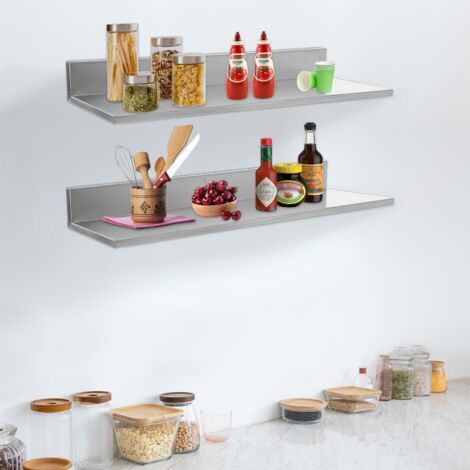 Scaffali cucina argento, scaffale deposito, scaffale deposito 2 pezzi, scaffale deposito da parete, per riporre posate, piatti, cucchiai, forchette, strumenti, spezie, frutta, verdura, prodotti pulizi (1/5)