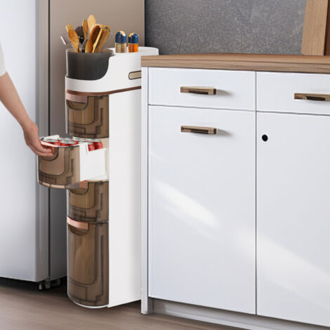 Armadio deposito bagno sottile 4 strati, armadio deposito mobile casa, carrello deposito stretto 4 cassetti (1/5)