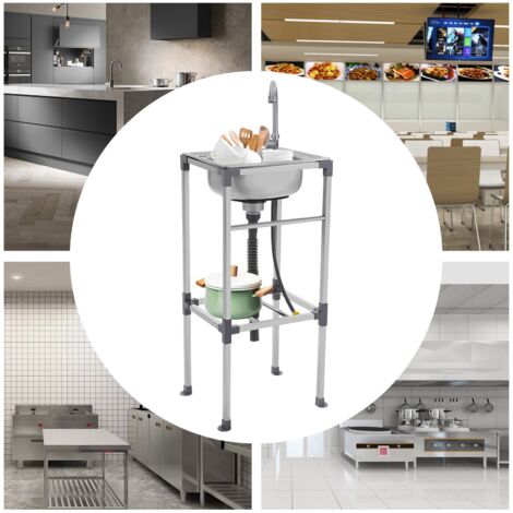 Lavello acciaio inossidabile cortili, cucine, 1 vasca, tavolo lavello con rubinetto acqua fredda NUOVO (1/5)