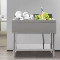 Lavabo multifunzione acciaio inox, lavello, tavolo lavello 100x60x80cm