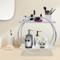 Organizzatore trucco e cosmetici argento, scatola deposito, vassoio esposizione cosmetici