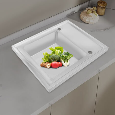 Fregadero de cocina 60x50 cm, fregadero de acero con grifo, desbordamiento y colador