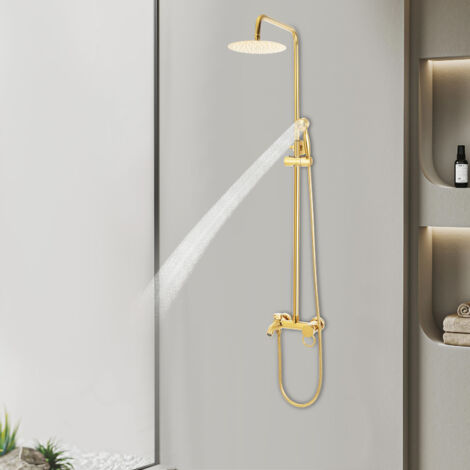 Grifo de ducha dorado, set de ducha de acero inoxidable, sistema de ducha, ducha de lluvia, cabezal de ducha