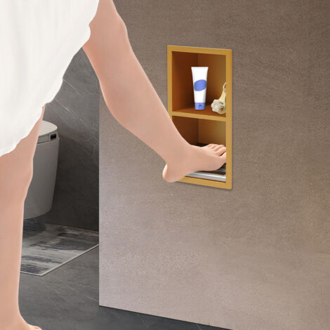Nicho de pared para botiquín de 2 pisos, inserción de nicho para baño para drywall, estante de pared, botiquines, reemplazo, para sala de estar, baño