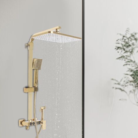 Set de ducha de lluvia dorado, ducha de mano, set de ducha, sistema de ducha, baño, grifo de ducha DHL