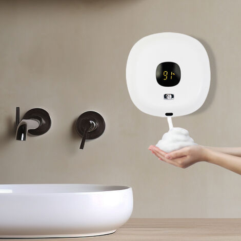Dispensador de jabón automático con sensor, dispensador de jabón en espuma de pared con indicador de tiempo ABS (1/5)