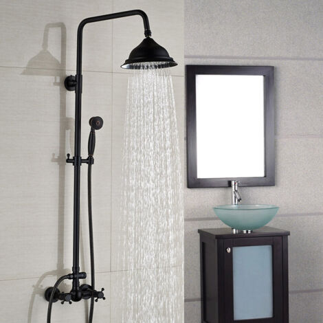 Sistema de ducha vintage retro, ducha de lluvia, grifo de ducha de pared, set de columna de ducha