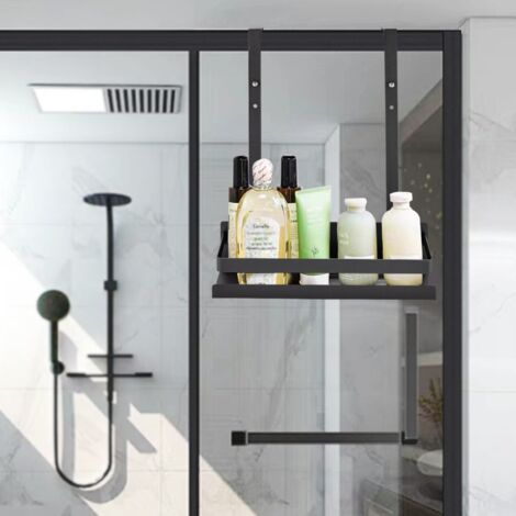 Estante colgante para baño de acero al carbono, estante de ducha colgante negro