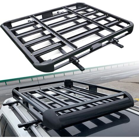 Cesta de techo para coche, portaequipajes de techo, cesta de equipaje universal de aluminio negro DHL