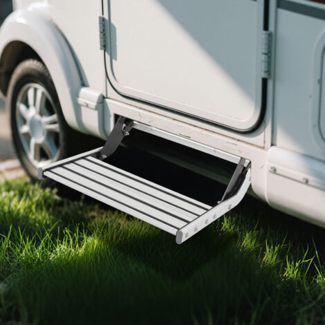 Escalón individual con escalera luminosa LED, escalones para autocaravana, escalón de entrada manual