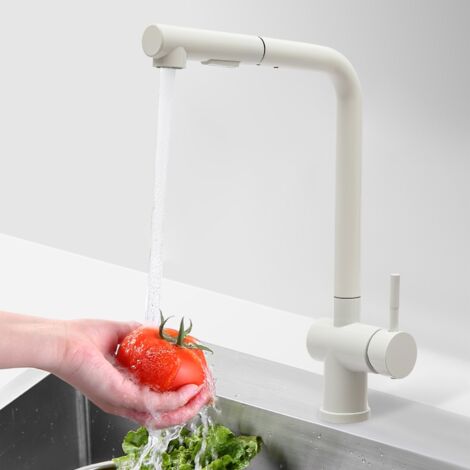 Grifo de cocina blanco 360°, grifo de cocina con rociador extraíble, grifo mezclador NUEVO