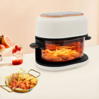Freidora de aire blanca 4L con pantalla táctil, con cesta de fritura visible 1350W