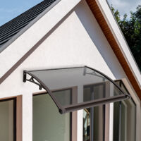 Toldo para entrada de puerta con canalón, toldos para puertas, cubierta exterior para ventanas con soporte de plástico-acero, cubierta de policarbonato, protección UV, lluvia, protección contra nieve