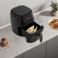 Freidora de aire caliente/Air Fryer, Airfryer inteligente de 5L con pantalla táctil completa y ventana de visualización, cocinar y hornear sin grasa, freidora de aire caliente con