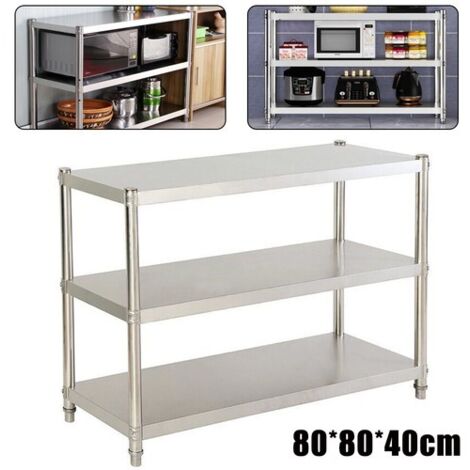 Stainless Steel Work Table Commercial Catering Table Kitchen Prep Table 80X40CM
