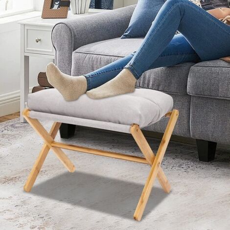 Footstool, Upholstered Footrest, Modern Folding Foot Stool With Detachable Thick (1/5)