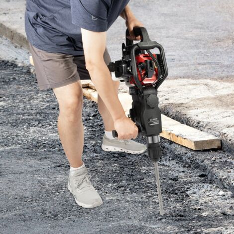 Heavy Duty Petrol Demolition Jack Hammer Drill Concrete Breaker 2 Chisels 1200W
