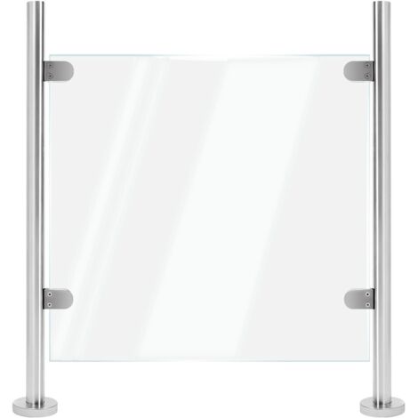 90cm Balustrade End Post Railing Glazing Handrail 304 Stainless Steel Silver