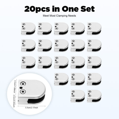 20Pcs Glass Clamps 8-10mm Stainless Steel Bracket Clip Holder for Railing Stair