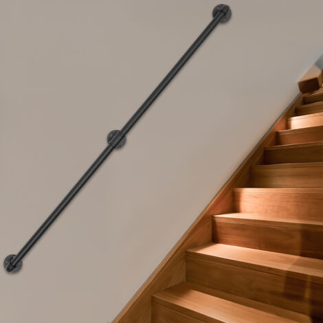 Black Modern Handrail 5ft Stair Railing Hand Rail Wall-mounted Indoor Outdoor Handrail