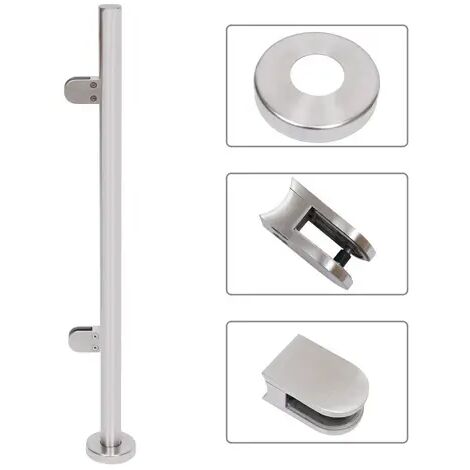 110cm Stainless Steel Balustrade Post Corner Post Grade Glass Clamps with Base