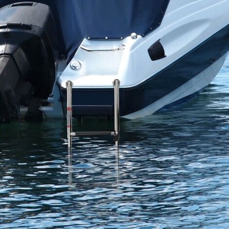 AQUATRACK 316 MARINE GRADE STAINLESS STEEL 2-STEP TELESCOPIC BOAT TRANSOM LADDER