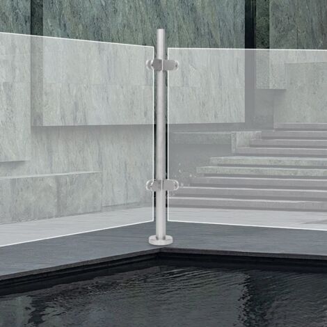 90cm Stainless Steel Balustrade Corner Post Grade Stair Railing Glass Clamp
