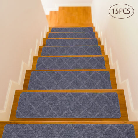 Non-Slip 15Pcs Carpet Stair Treads Floor Mat Protection Cover Step Staircase Pad