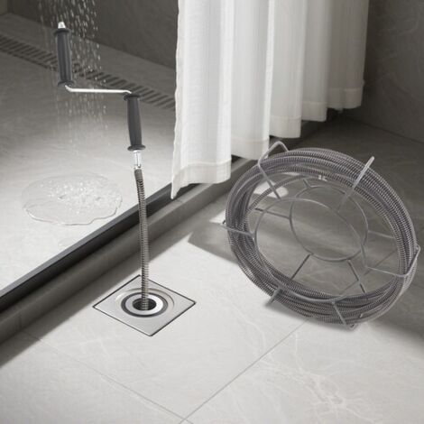 Pipe Cleaning Spiral 5+5 m, Diameter 12 mm Drain Cleaner Spiral with Accessories