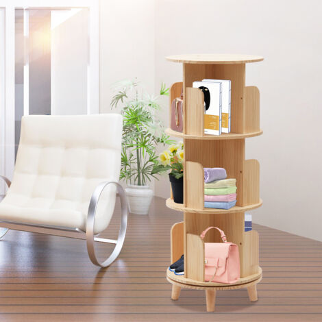 3 Tier 360° Rotating Bookshelf Display Stand Bookcase Floor-Standing Storage Rack (1/5)