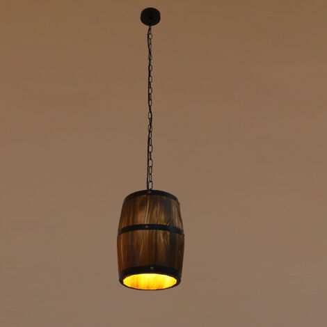 Ceiling Pendant Lamp Loft Wood Wine Barrel Hanging E27 Light For Bar Cafe Home (1/5)
